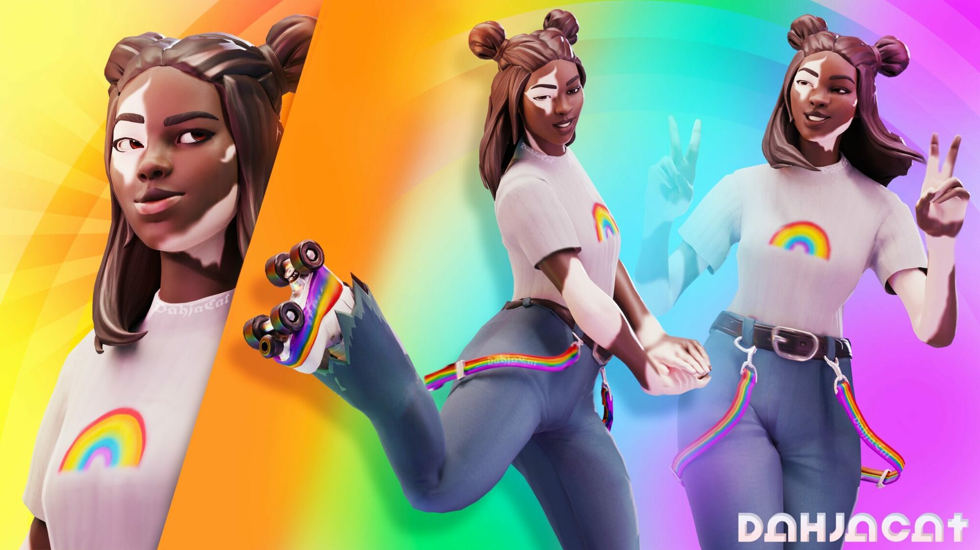 Dalia Cat character with LGBT and vitiligo skin in Fortnite