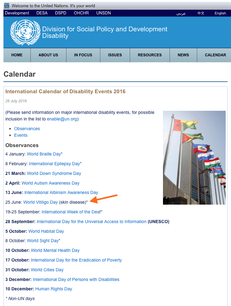 World Vitiligo Day UN Calendar Of Disability Events 2016